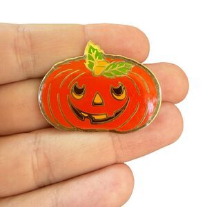 Vintage Halloween Jewelry Pumpkin Brooch Jack-o’-lantern Brooch